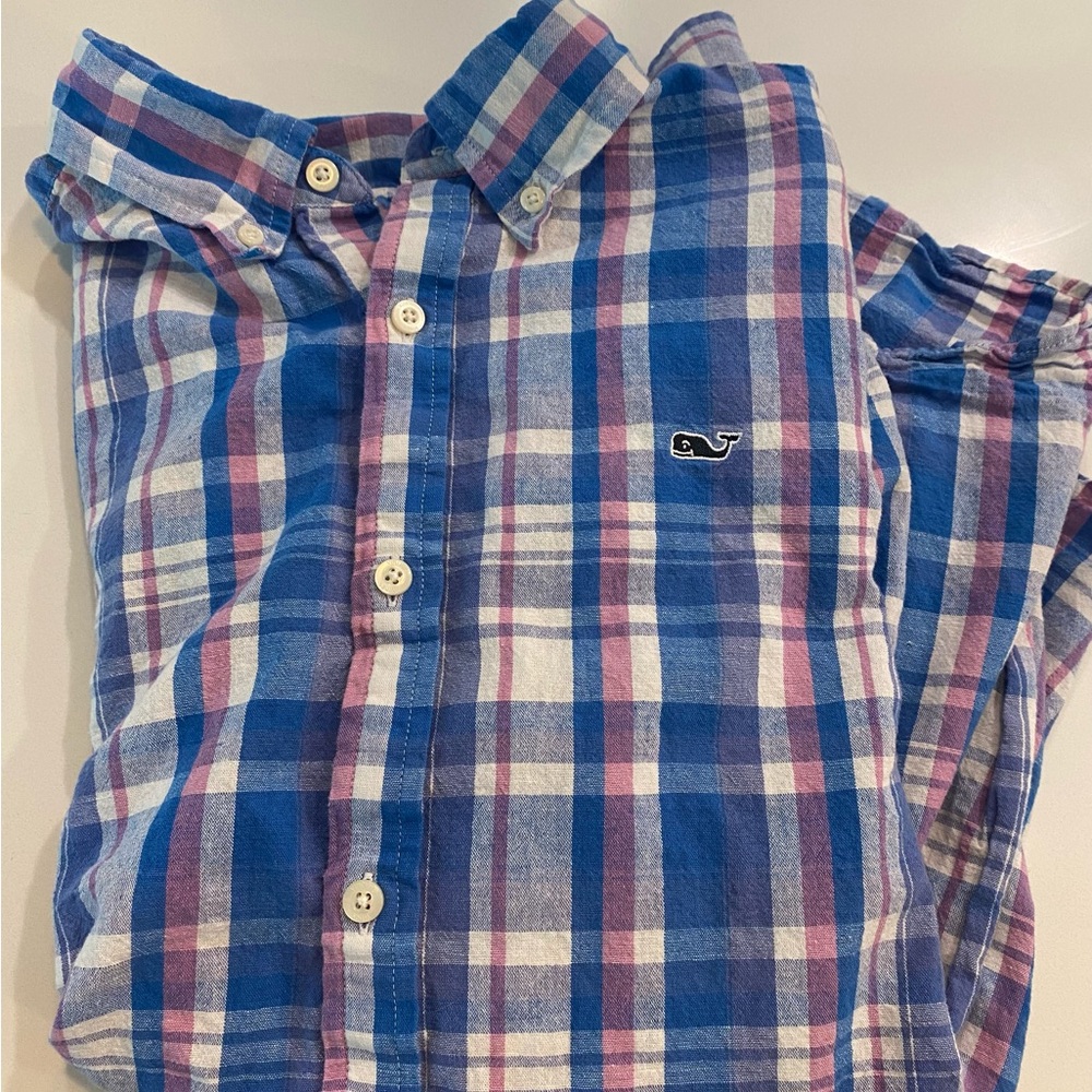 Vineyard Vines Mens Long Sleeve Button-Down Shirt in Blue & Pink